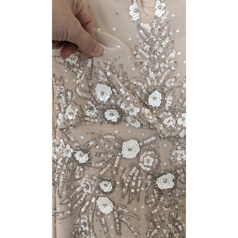 BHLDN Devon Beaded Illusion Maxi Gown Oyster Champagne Size 0 Like‎ New Formal - Picture 6 of 14